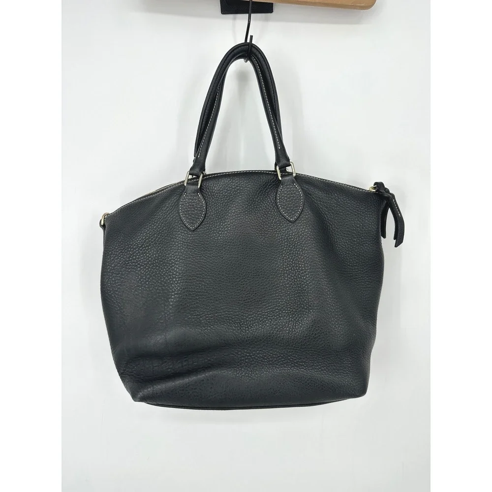 Dooney & Bourke Satchel‎ Bag Purse Black Leather Pebbled Zip Pocket Classic Tote